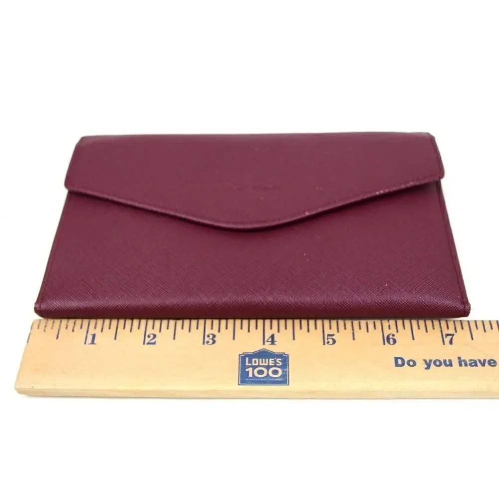 TRAVELAMBO BURGUNDY GENUINE LEATHER ID COIN BILL HOLDER WALLET TRIFOLD CLUTCH